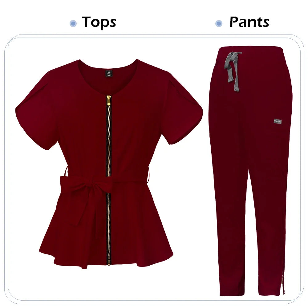 Medical Uniforms Women Printed LOGO Short-Sleeved Surgical Work Oral Doctor Pet Nurse Scrub Uniform Scrub Sets Hospital Workwear