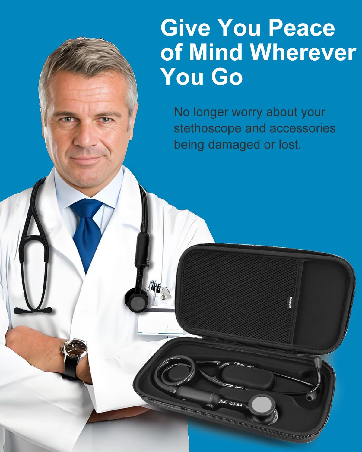 Hard Stethoscope Case for 3M Littmann CORE Digital Stethoscope, Compact & Portab
