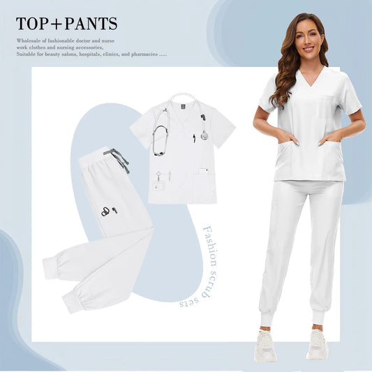 Hospital Nursing Scrubs Classic Uniforms Sets Medical Scrub Elastic Lightweight Workwear Pet Beauty Nurse Clinical Uniform Women