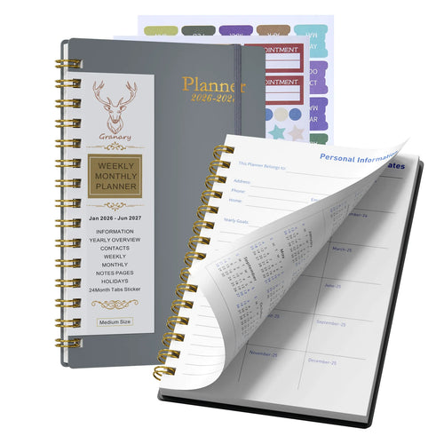 2026-2027 Planner - Jan. 2026 - Jun. 2027 , 5.6" X 8.2" Monthly Planners & Appointment Book with Elastic Book Band, Monthly Tabs