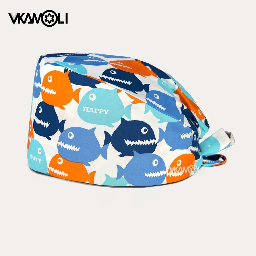 Cartoon Cute rabbit and dog printed surgical cap scrubs cap medical hat pet doctor nurse care cap work operation cap