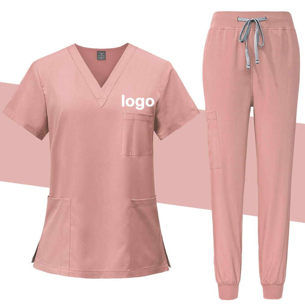 Summer Medical Uniforms Scrubs Tops Hospital Work Shirts Nurses Accesssories Dental Beauty Workwear Lab Clothes Customized Logo