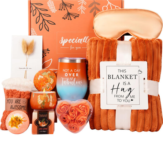 Fall Gifts Baskets for Women Mom Grandma Her Wife Girlfriend,Relaxing Spa Gifts for Teacher Friend Sister Grandma,Self Care Gifts Box,Thinking of You,Breast Cancer Gifts,Thank You,Retirement Gifts