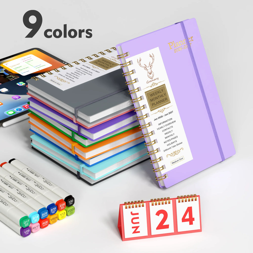 2026-2027 Planner - Jan. 2026 - Jun. 2027 , 5.6" X 8.2" Monthly Planners & Appointment Book with Elastic Book Band, Monthly Tabs