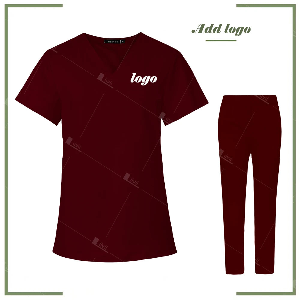 Scrubs Uniform Women Men Medical Nurse Uniforms Elastic Scrubs Top Hospital Surgical Gowns Pockets Blouse Nursing Accessories