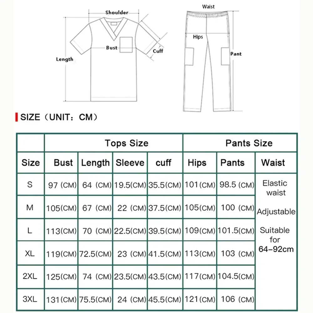 Scrubs Uniform Women Men Medical Nurse Uniforms Elastic Scrubs Top Hospital Surgical Gowns Pockets Blouse Nursing Accessories