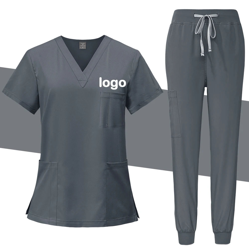 Summer Medical Uniforms Scrubs Tops Hospital Work Shirts Nurses Accesssories Dental Beauty Workwear Lab Clothes Customized Logo