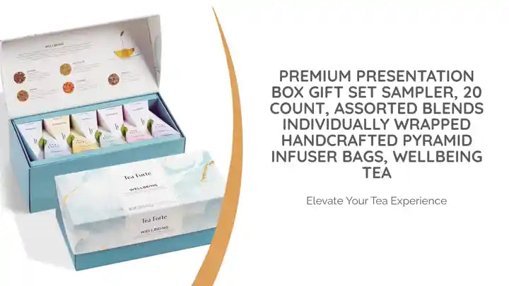 Premium Presentation Box Gift Set Sampler, 20 Count, Assorted Blends Individually Wrapped Handcrafted Pyramid Infuser Bags, Wellbeing Tea by@Outfy